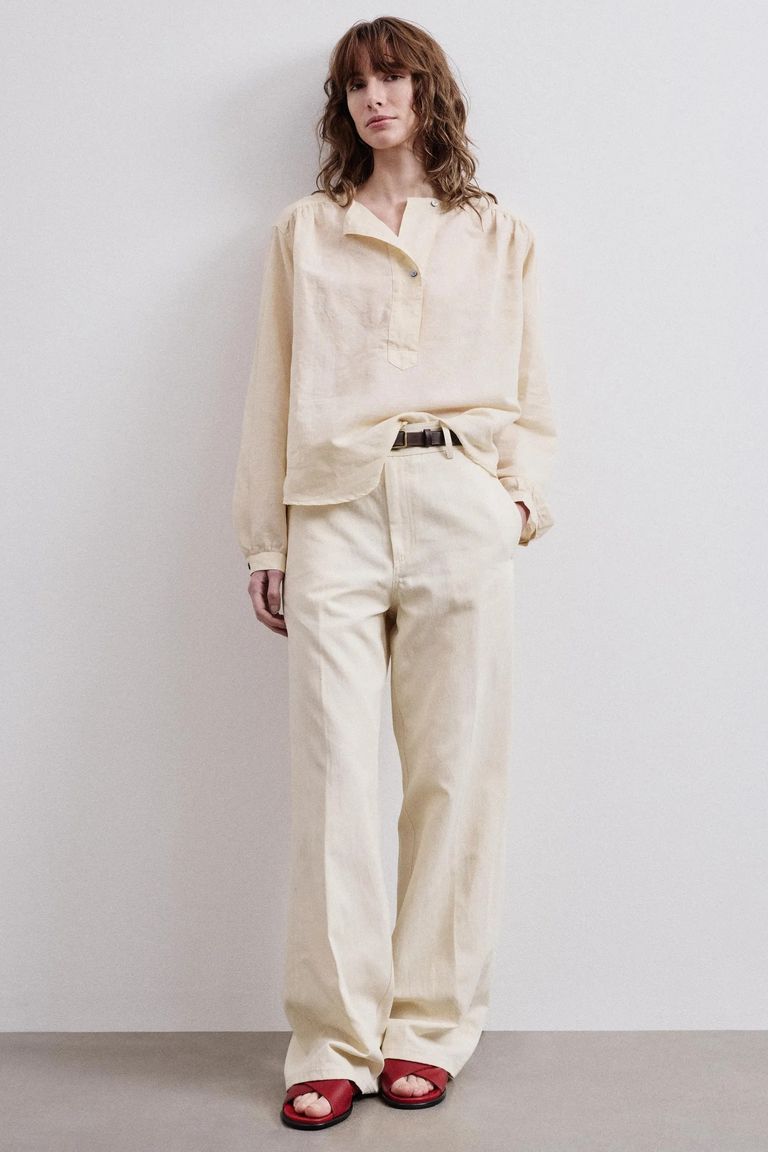 Polo shirt in slub gauze cotton and linen