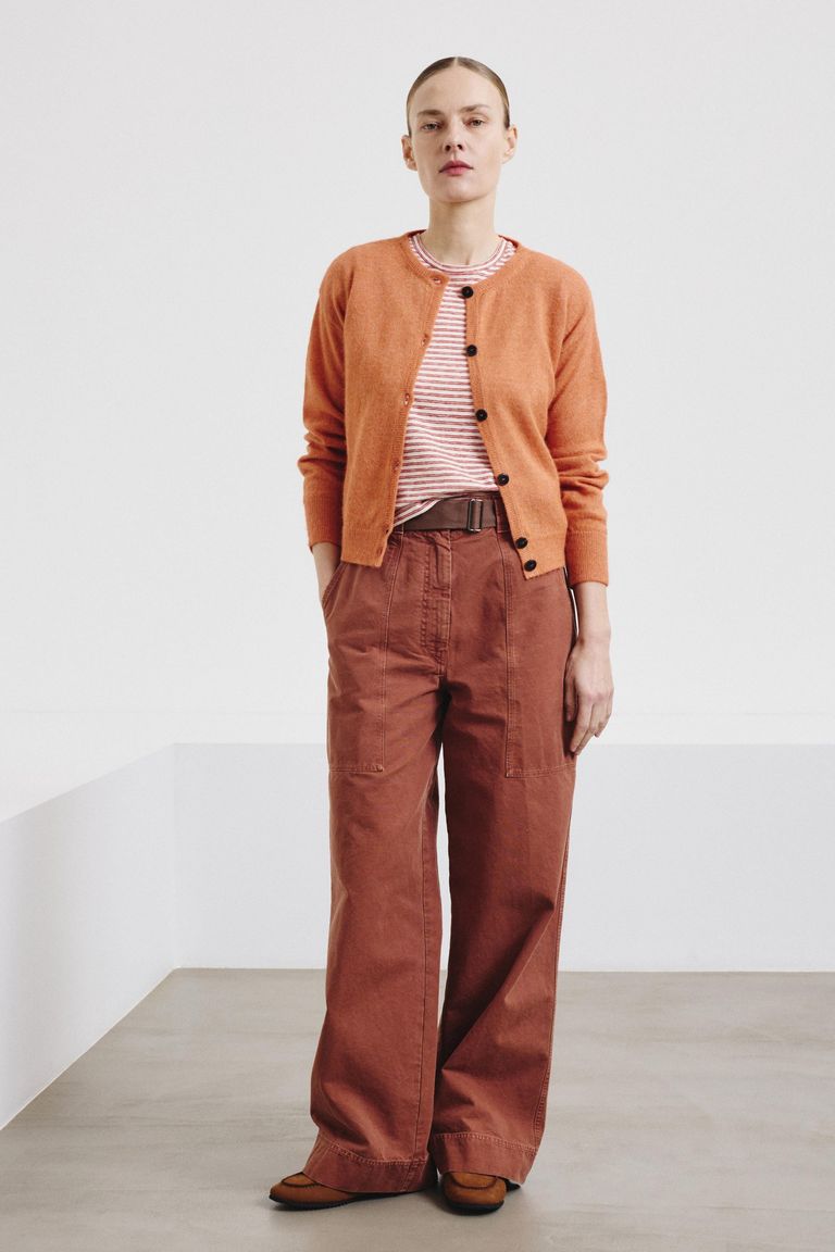 Cargo-style cotton panama trousers
