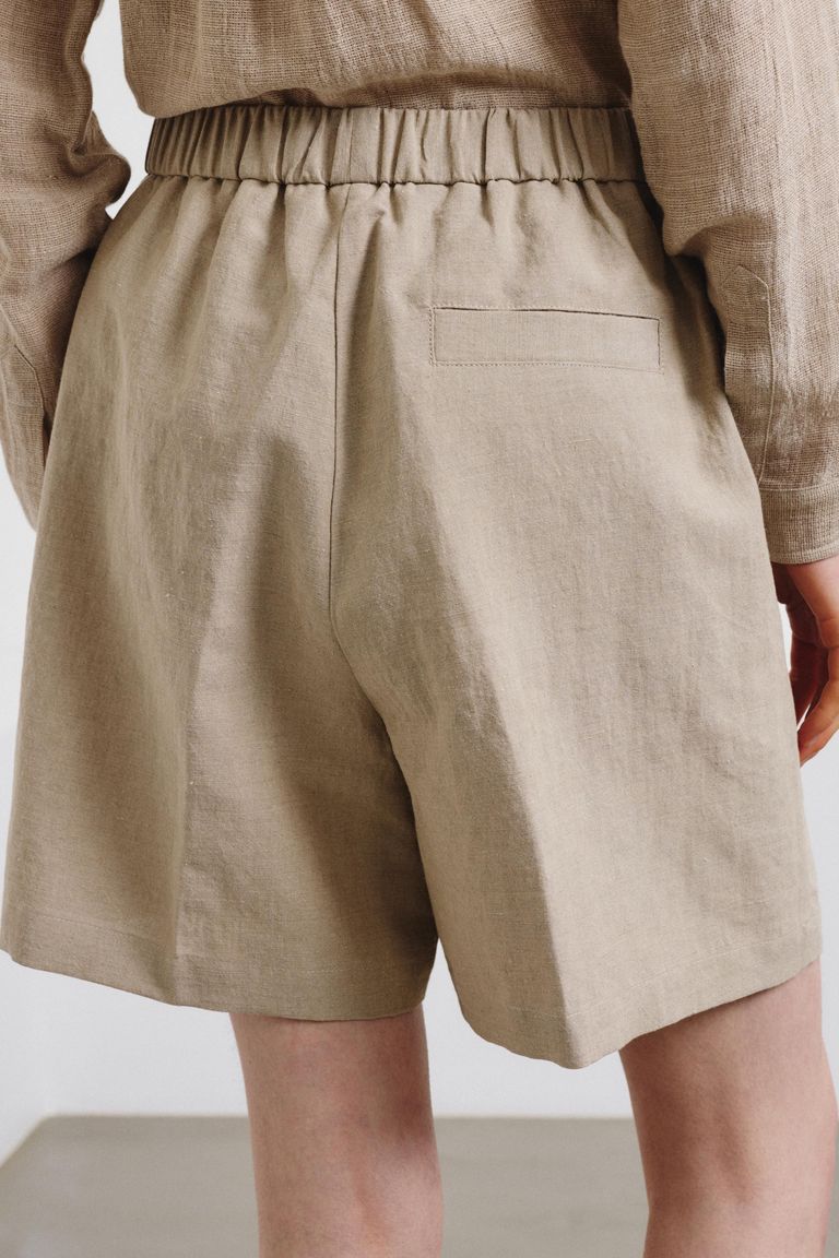 Linen and cotton panama-weave shorts