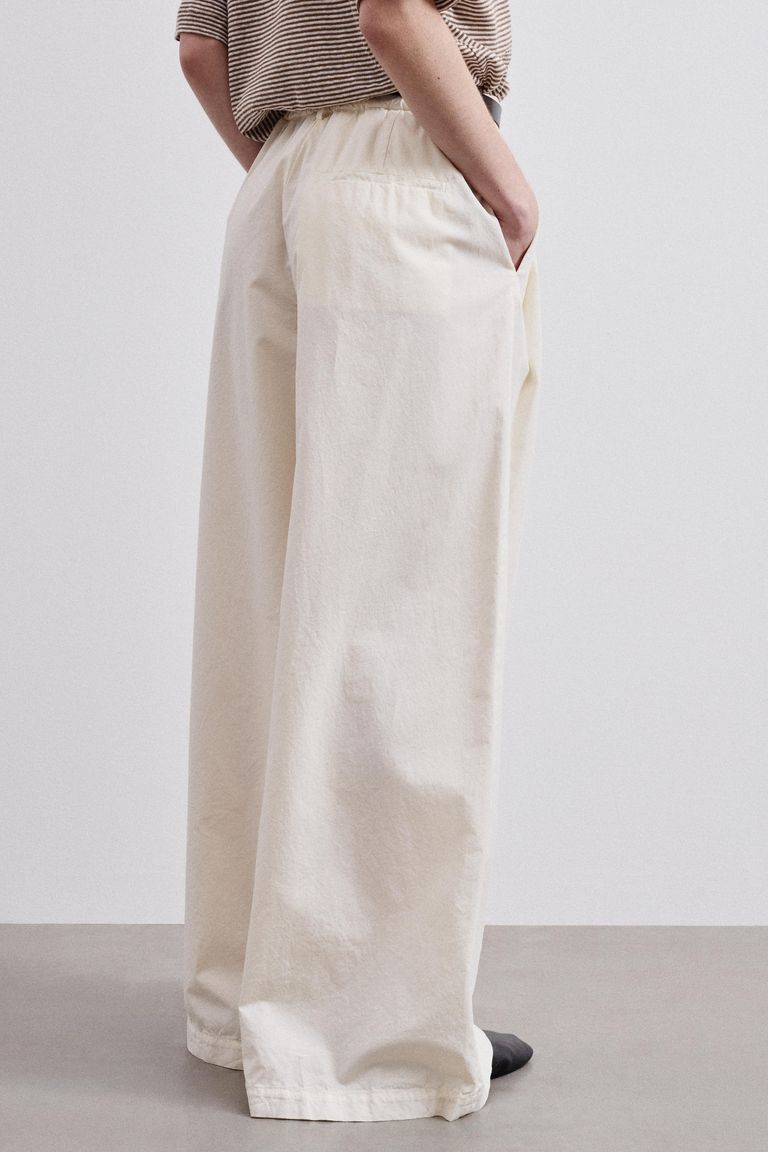 Pantalon large en gabardine de coton