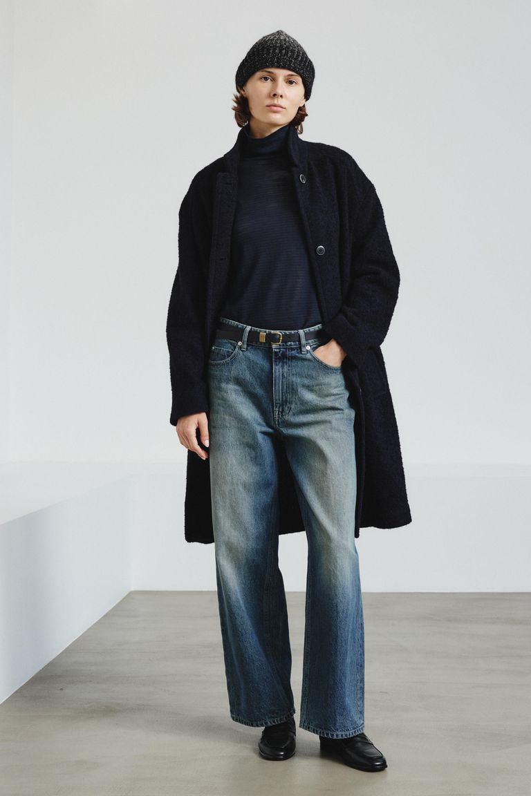 Striped pure wool jersey turtleneck