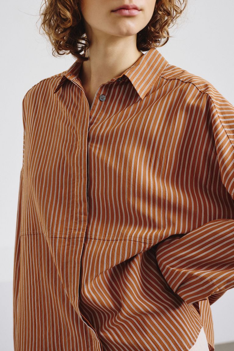 Striped technical viscose shirt