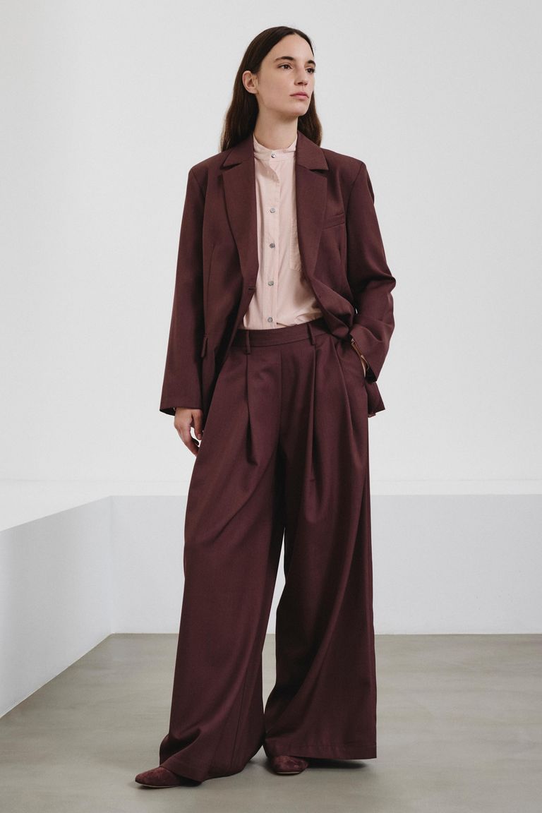Habutai silk and cotton shirt with band collar