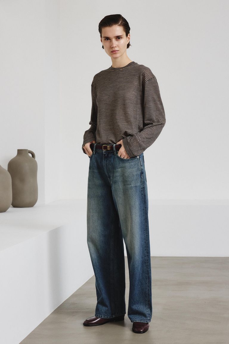 Long-sleeve T-shirt in striped jersey