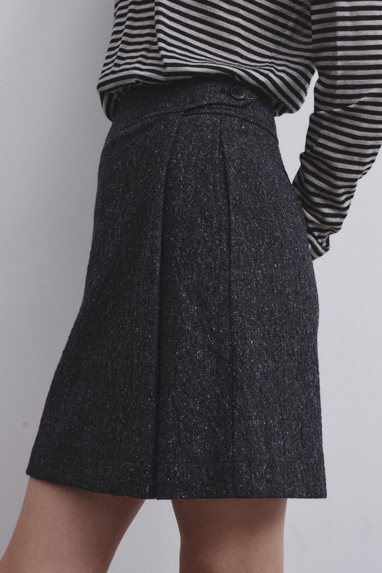 Slubbed wool-blend mini skirt