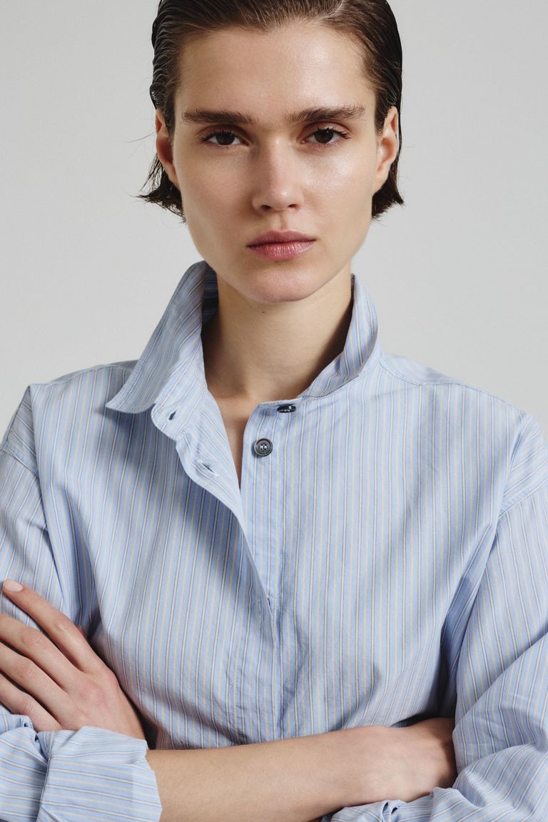 Striped poplin shirt