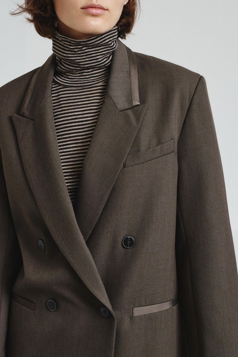 Gabardine jacket with satin trims