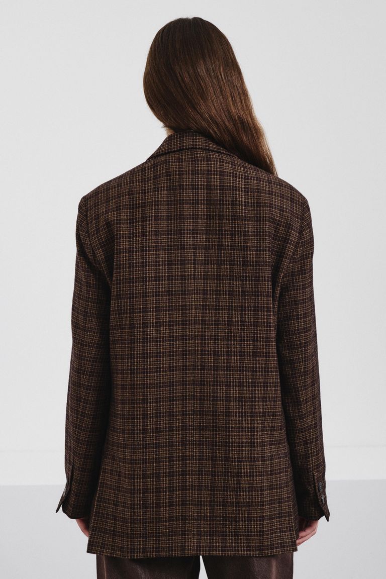 Veste double boutonnage en flanelle micro-check