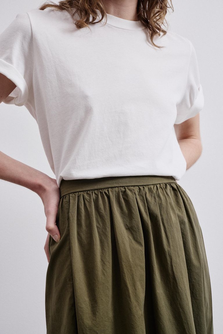 Skirt in cotton gabardine khaki