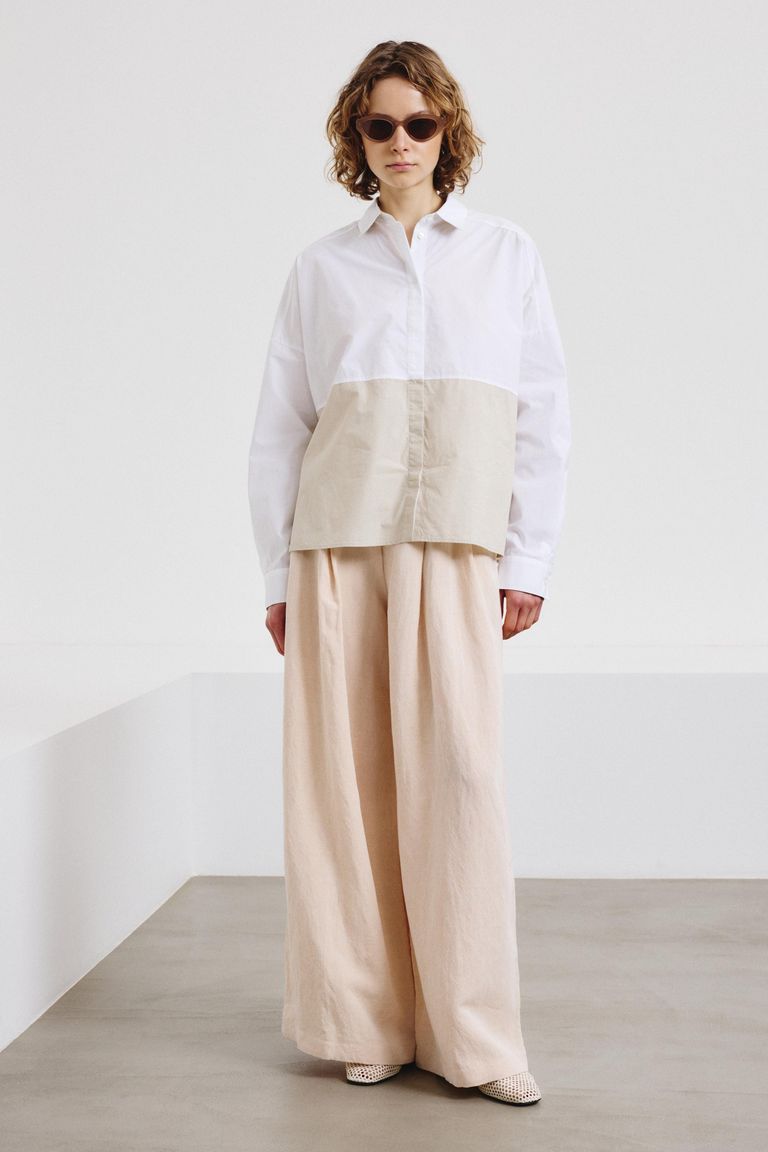 Color-block poplin shirt