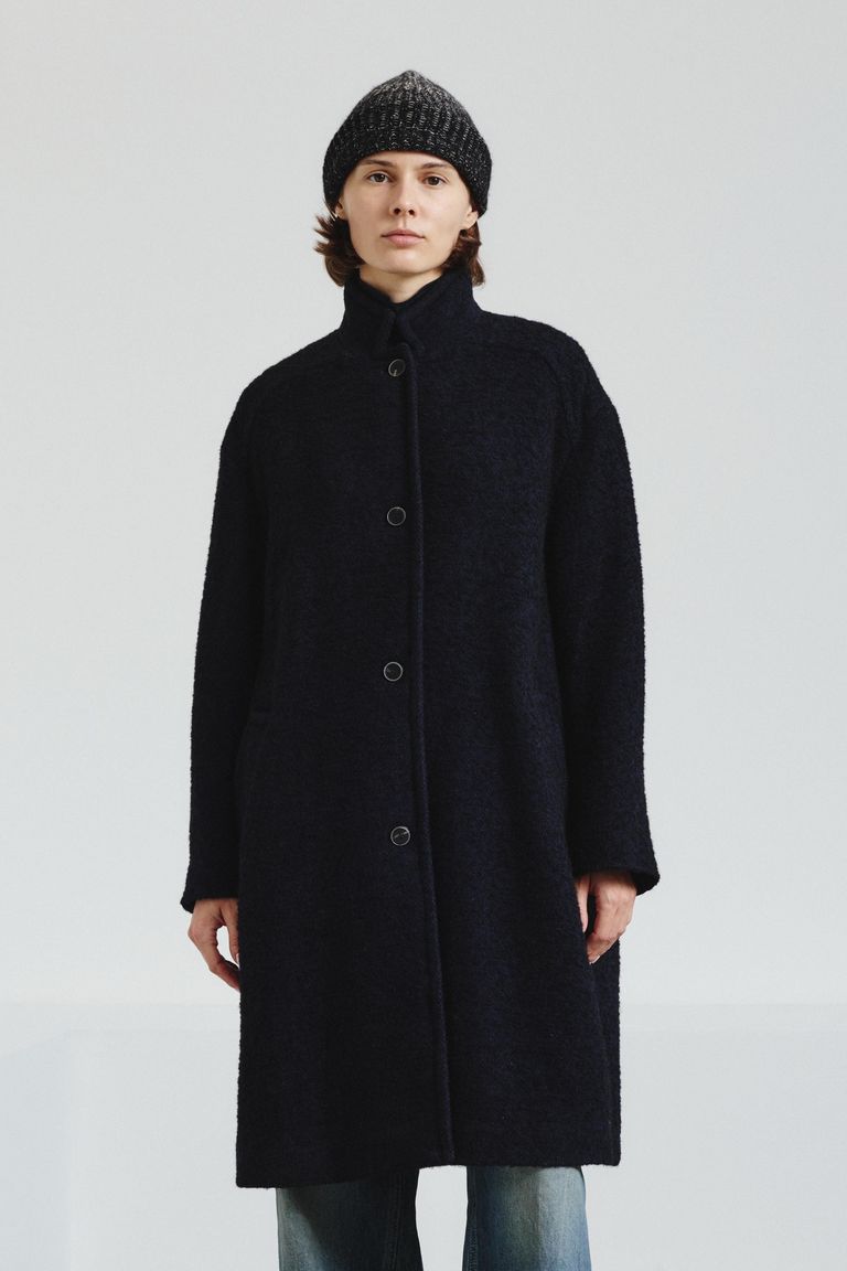 Two-tone bouclè coat