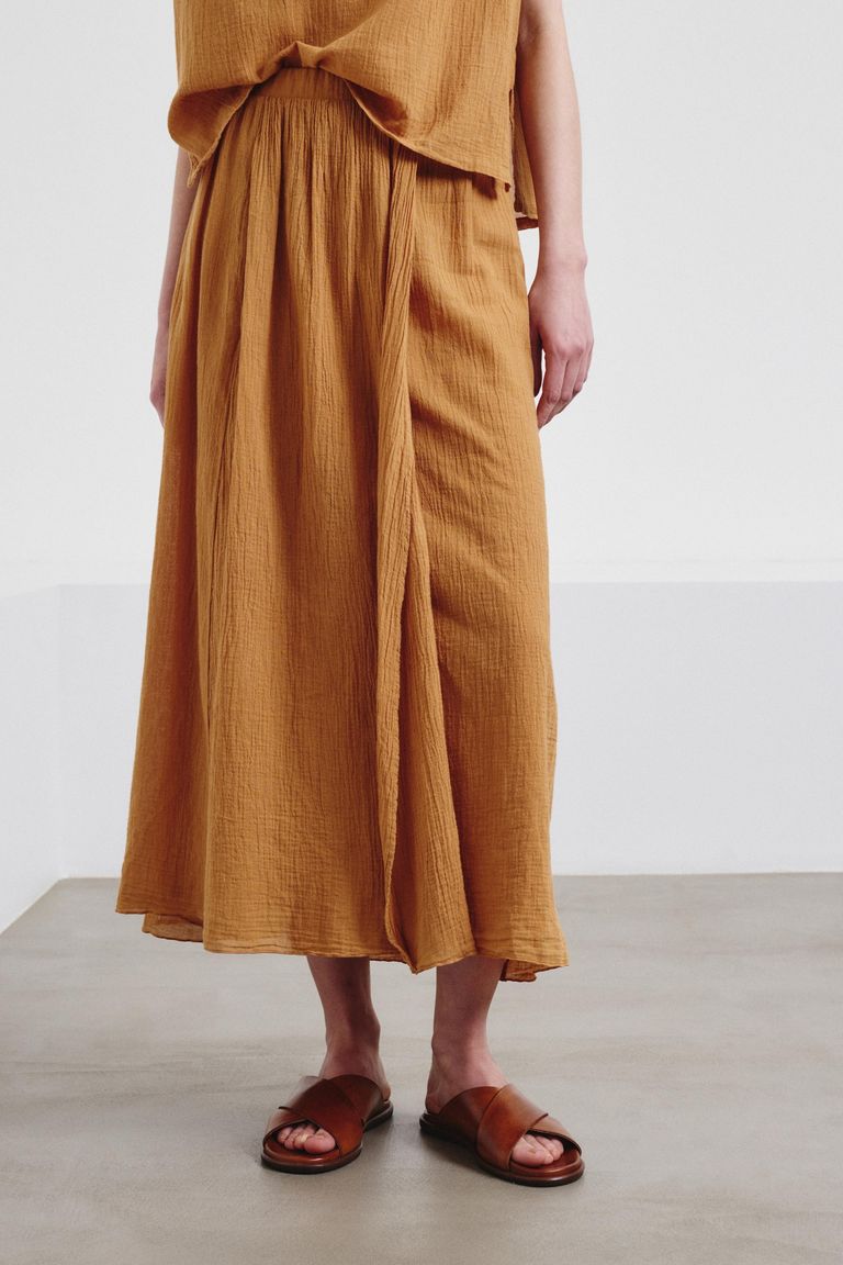 Skirt in organic cotton crêpe gauze