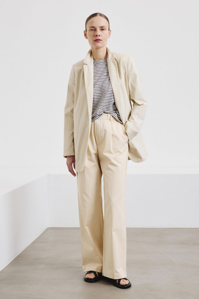 Oversized striped cotton and linen jersey T-shirt