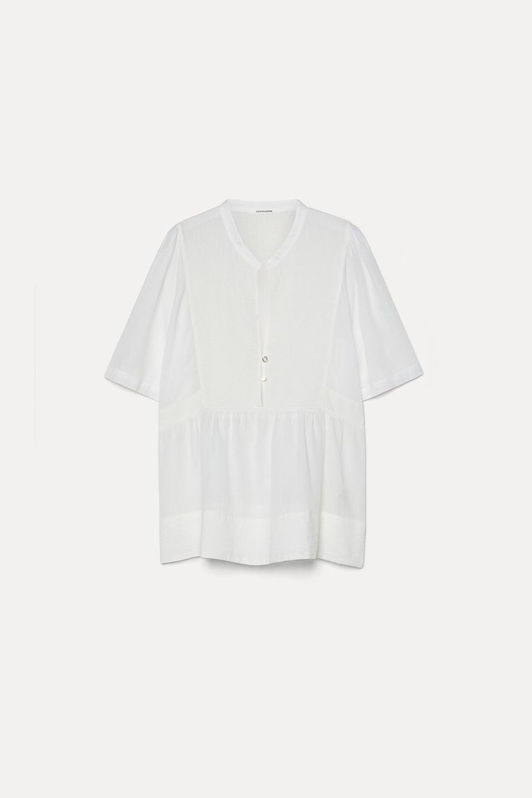 Cotton voile shirt with inserts