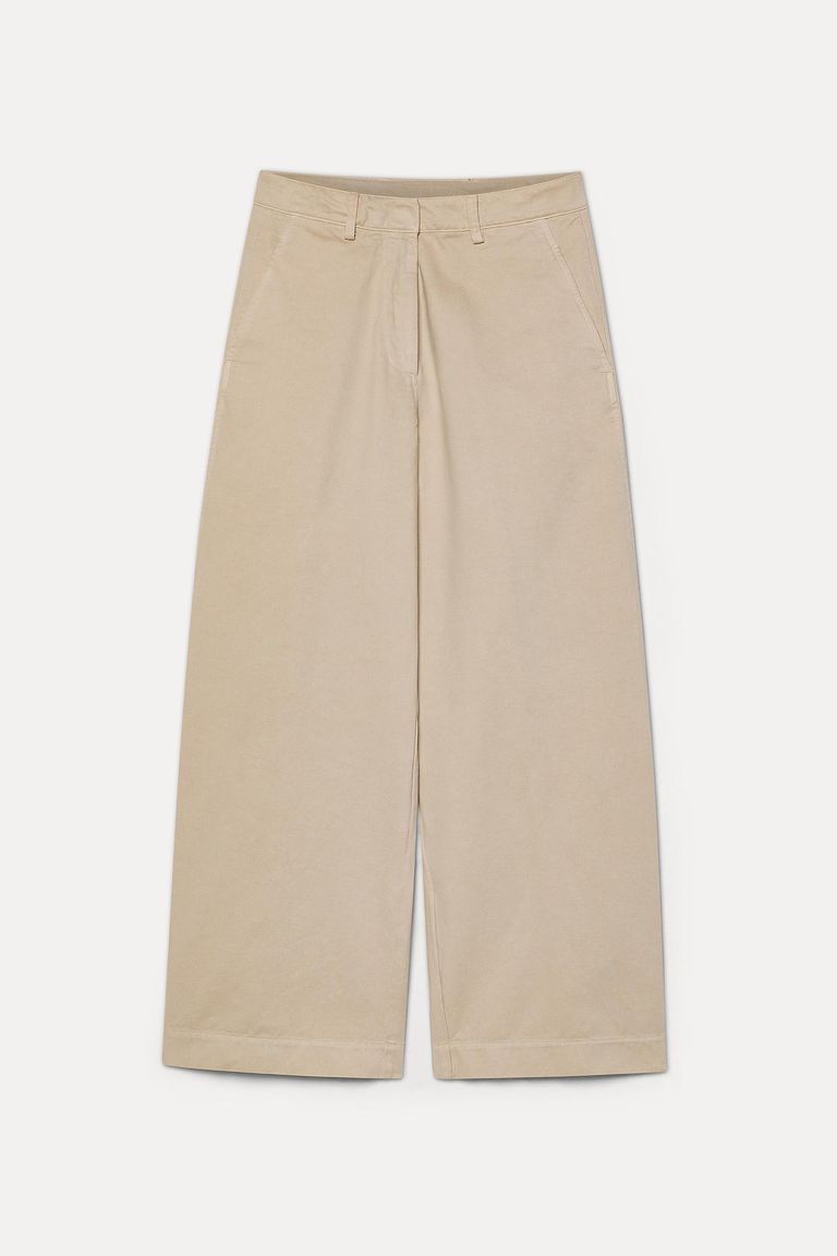 Pantalone barrel in drill di cotone smerigliato