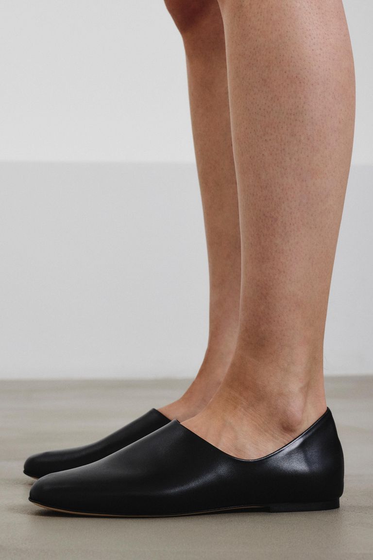 Slippers en cuir nappa noir