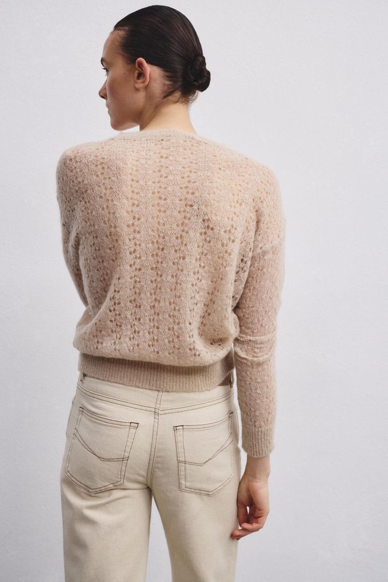 Girocollo traforato di mohair e lana