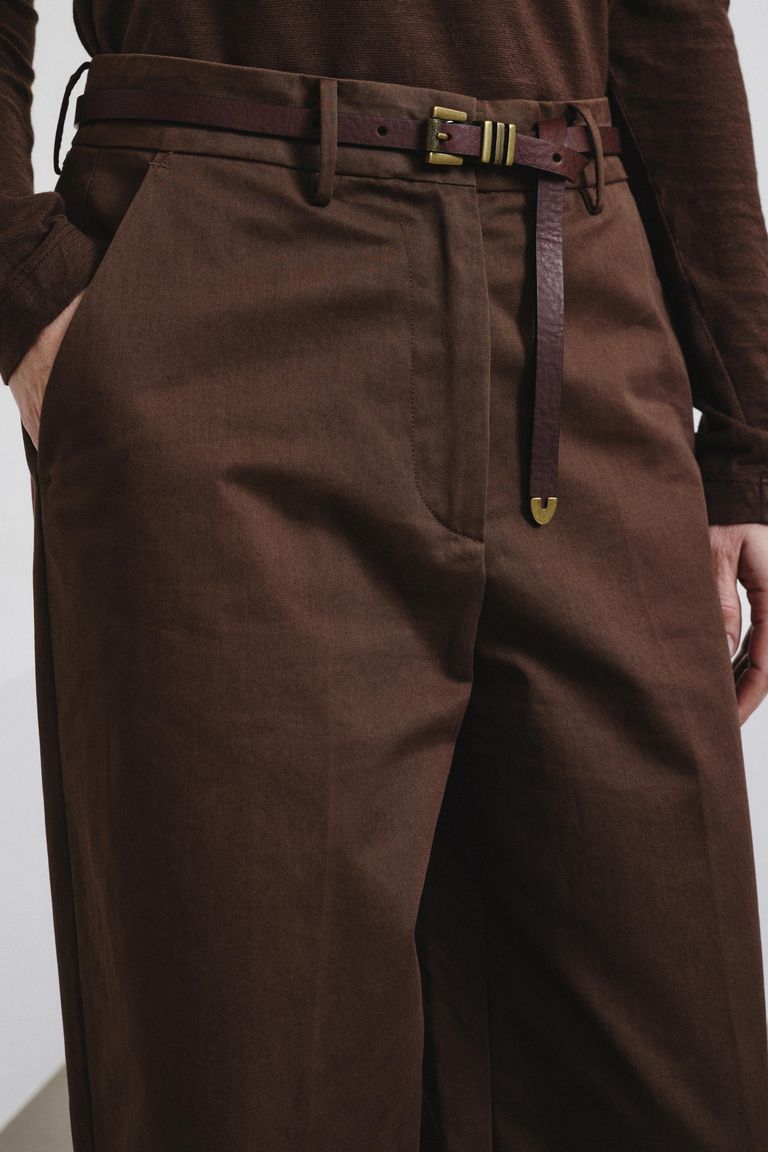 High-waist trousers in technical cotton drill