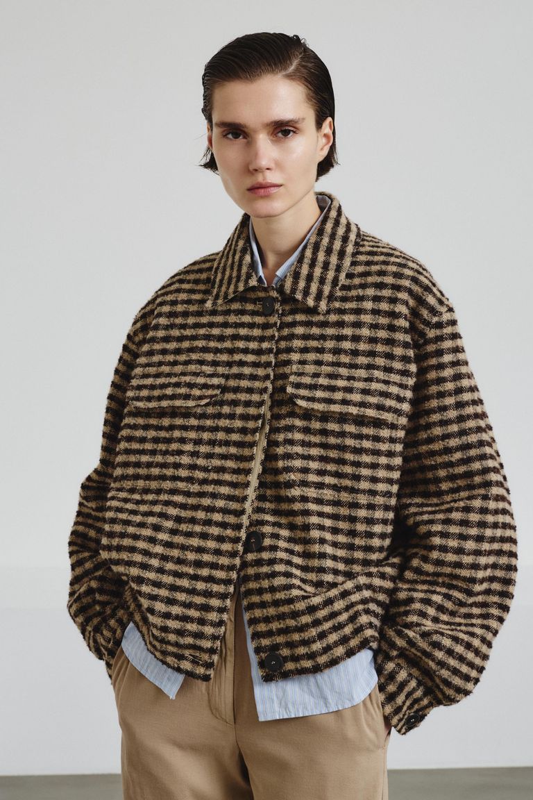 Bouclè check peacoat