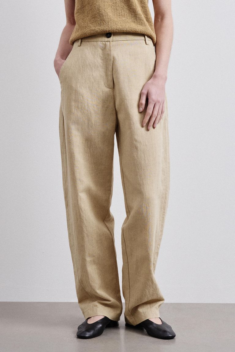 Pantalon en panama de coton et lin grain