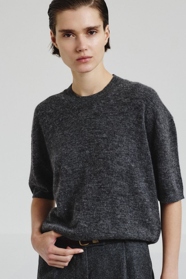 Fine-knit t-shirt in alpaca