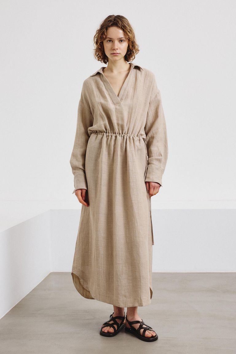 Linen and cotton gauze dress