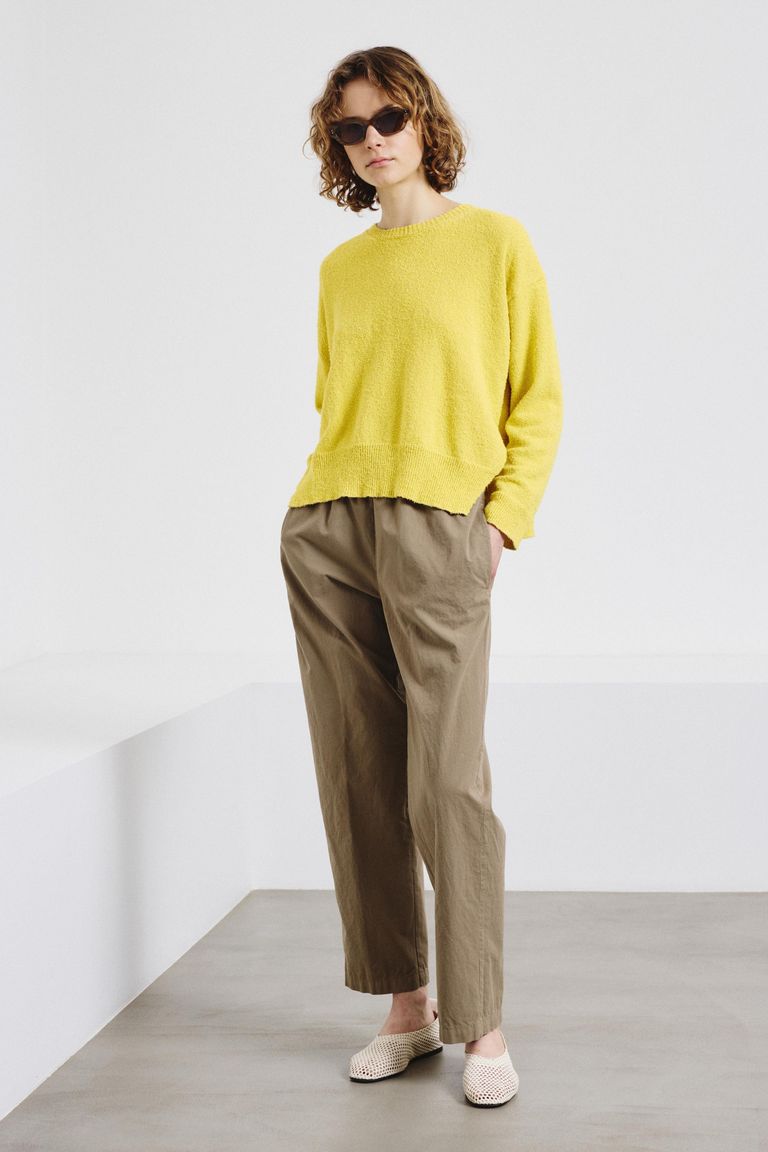 Crew-neck knit in linen and cotton