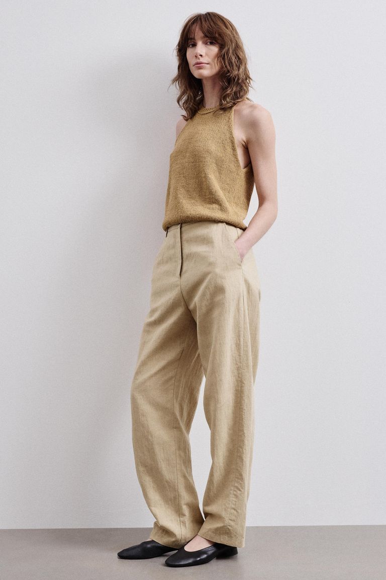 Cotton and linen twill trousers
