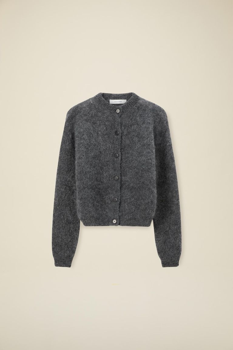 Crewneck cardigan in mohair