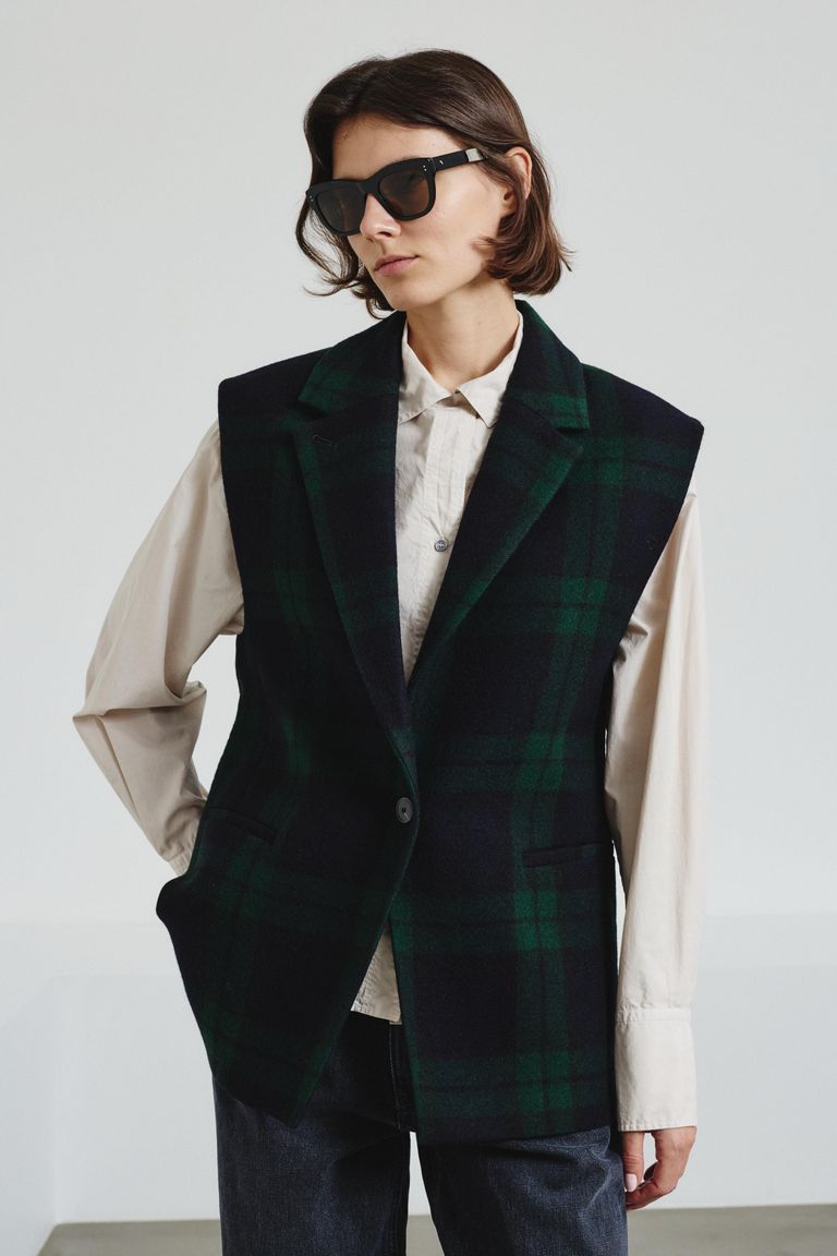 Pure wool tartan vest