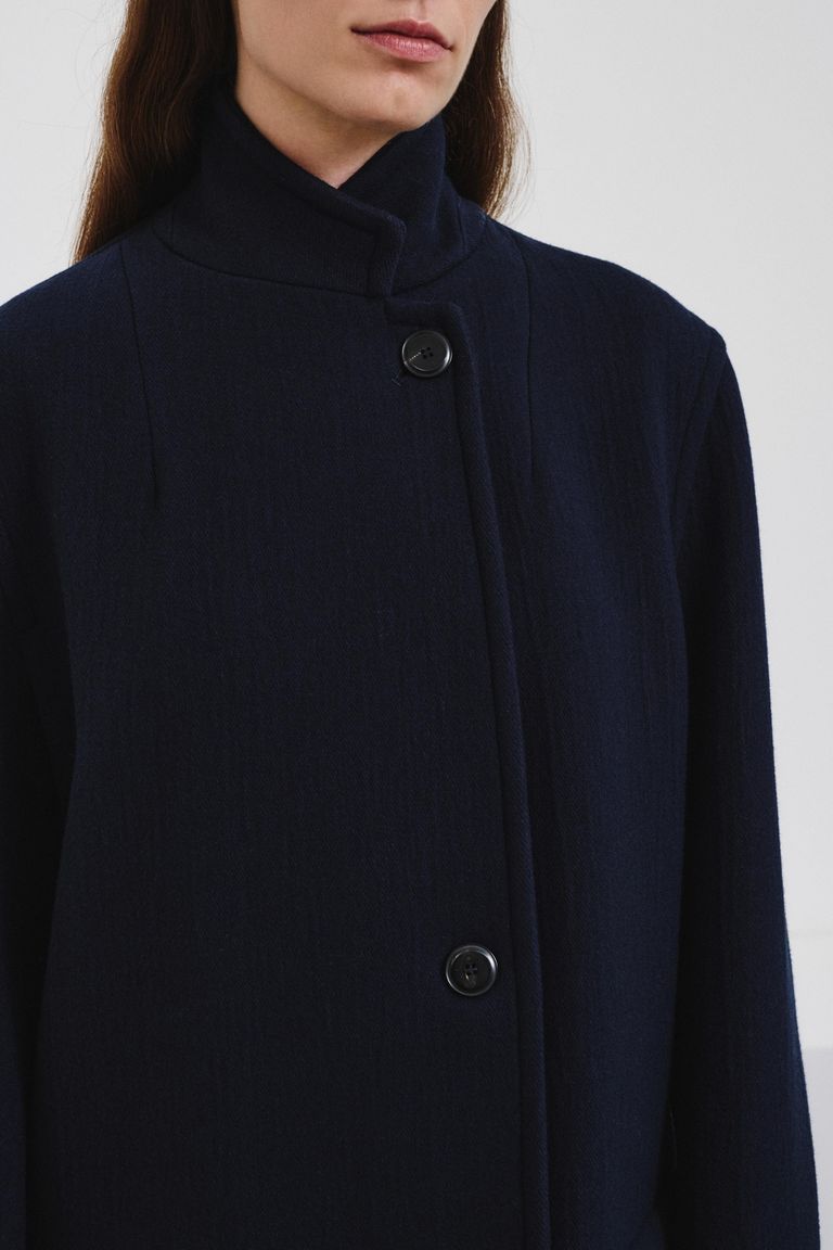Wool and cashmere cloth coat dark blue