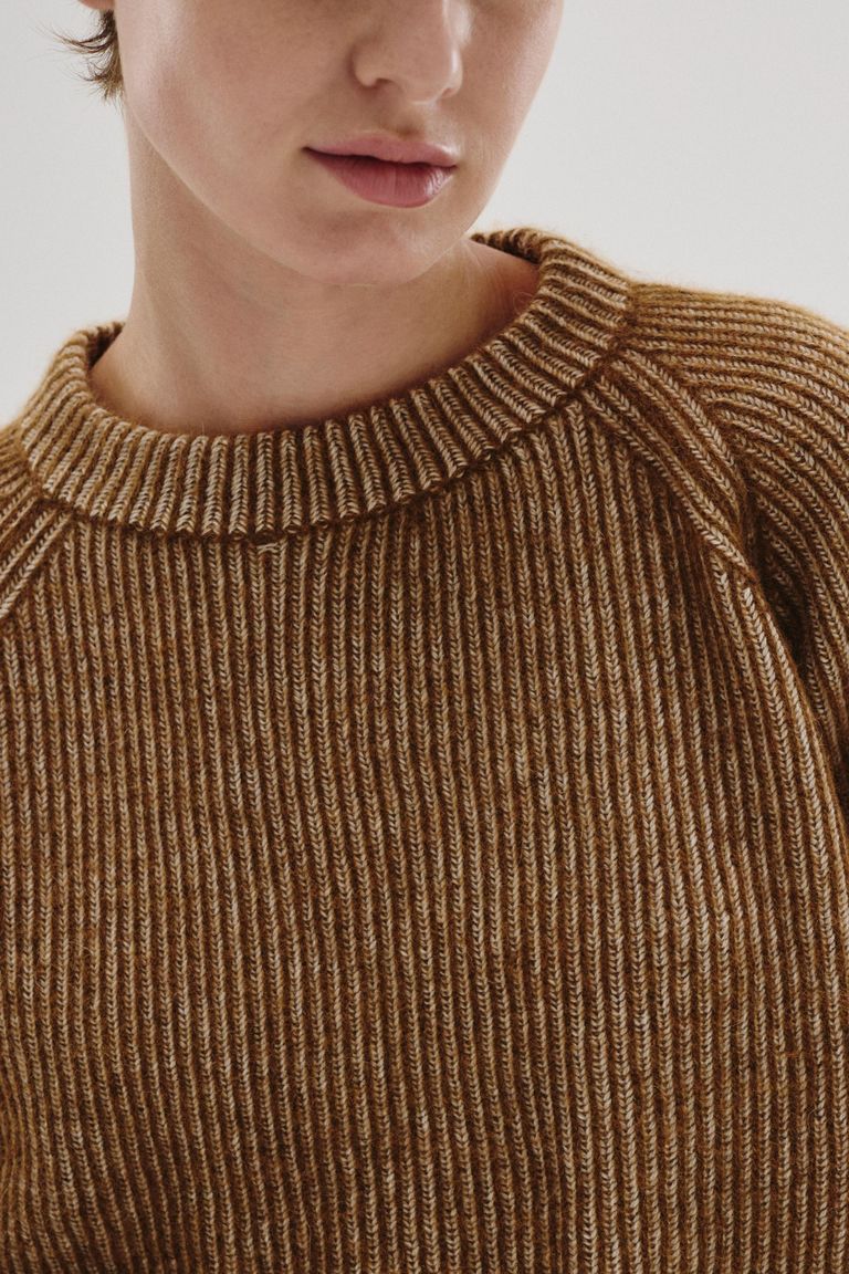 Maglione girocollo in vanisè di alpaca e lana