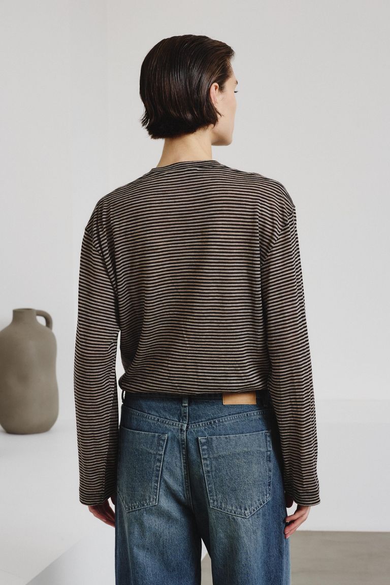 Long-sleeve T-shirt in striped jersey