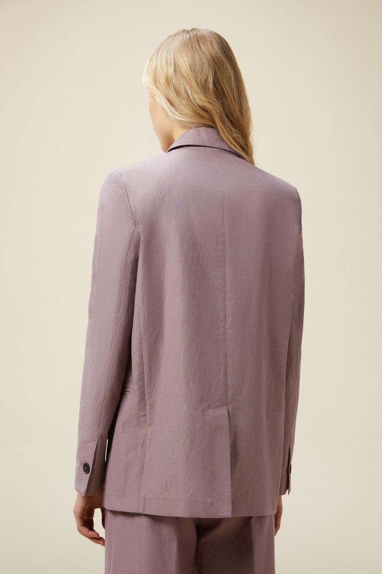 Double-breasted jacket in cotton and nylon canvas