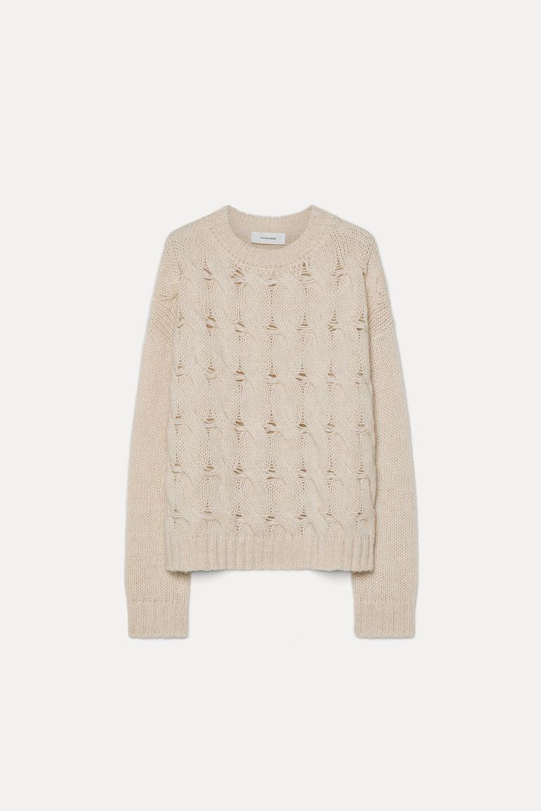 Girocollo in maglia a trecce di alpaca e lana merino