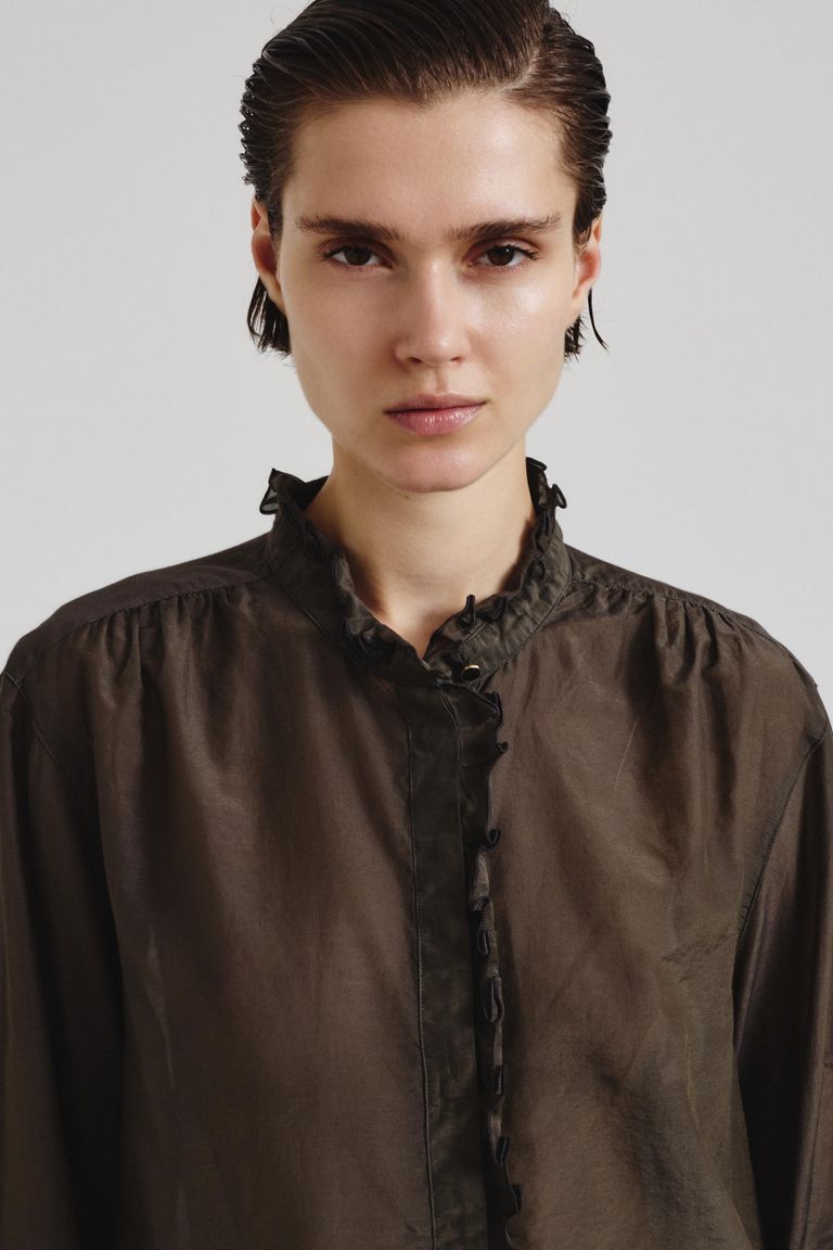 Shirt in cotton and silk muslin