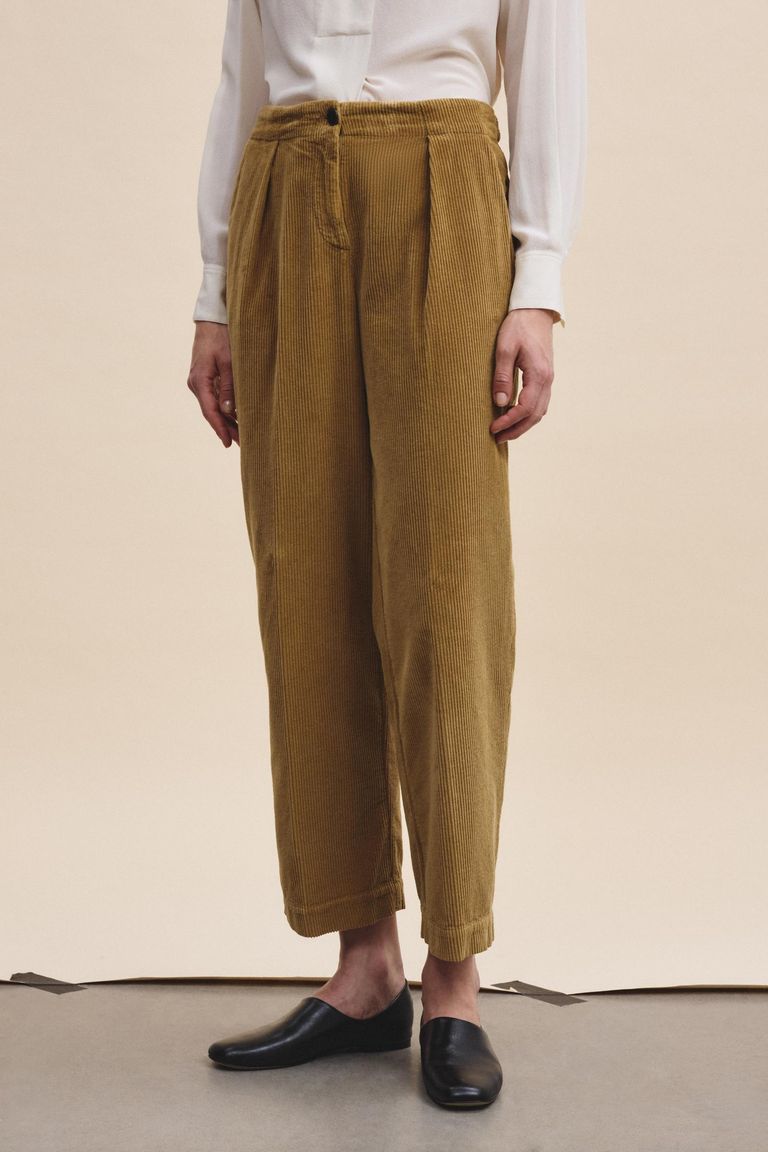 Corduroy trousers with pleats