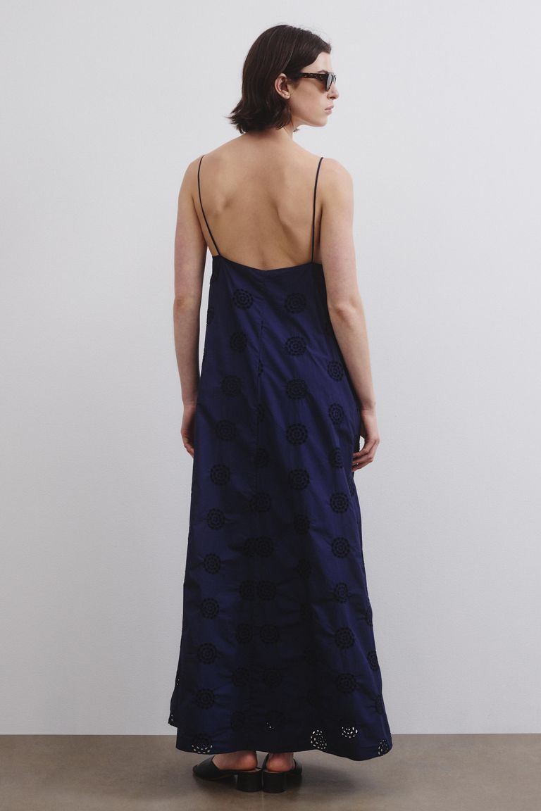 Abito in sangallo di cotone blu notte