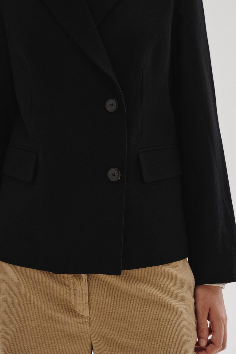 Veste en gabardine de laine et coton feutrée noir