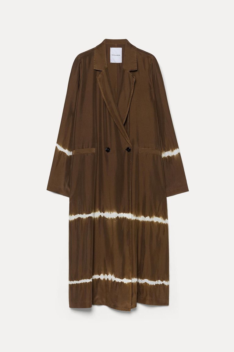 Coat with reserve dyeing.