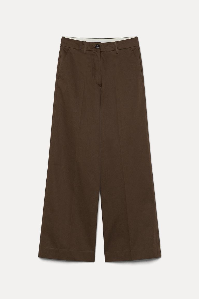 High-waist trousers in technical cotton drill