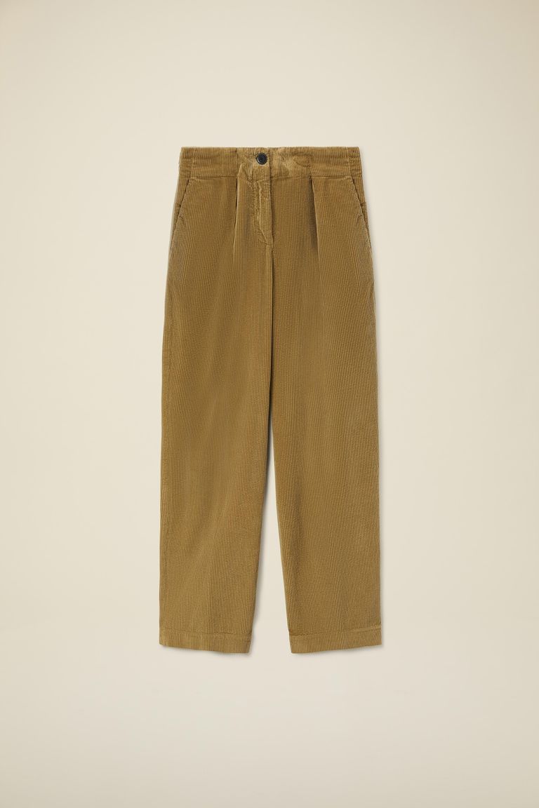 Corduroy trousers with pleats