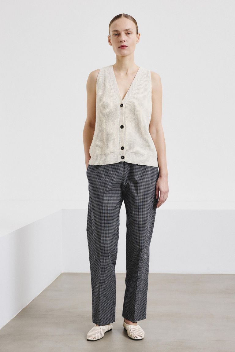 Cotton micro-gingham jogging trousers