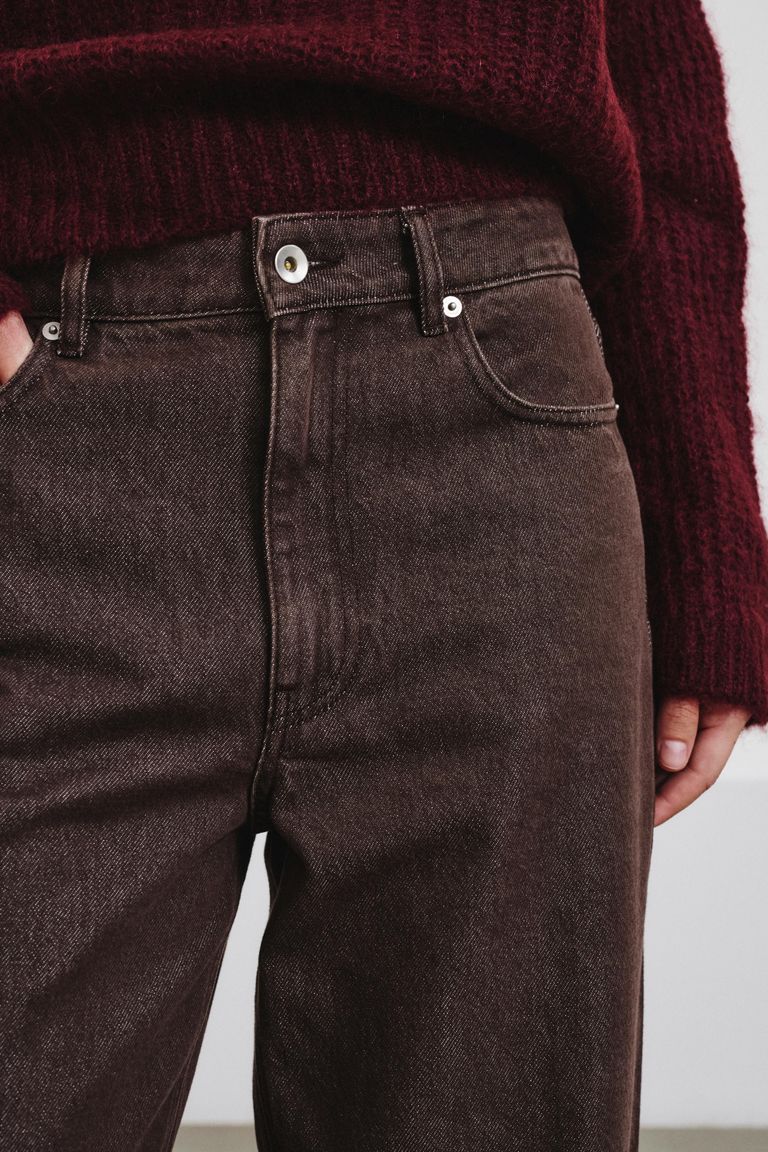 Pantalon 5 poches relaxed fit en denim bull de coton et lyocell délavé