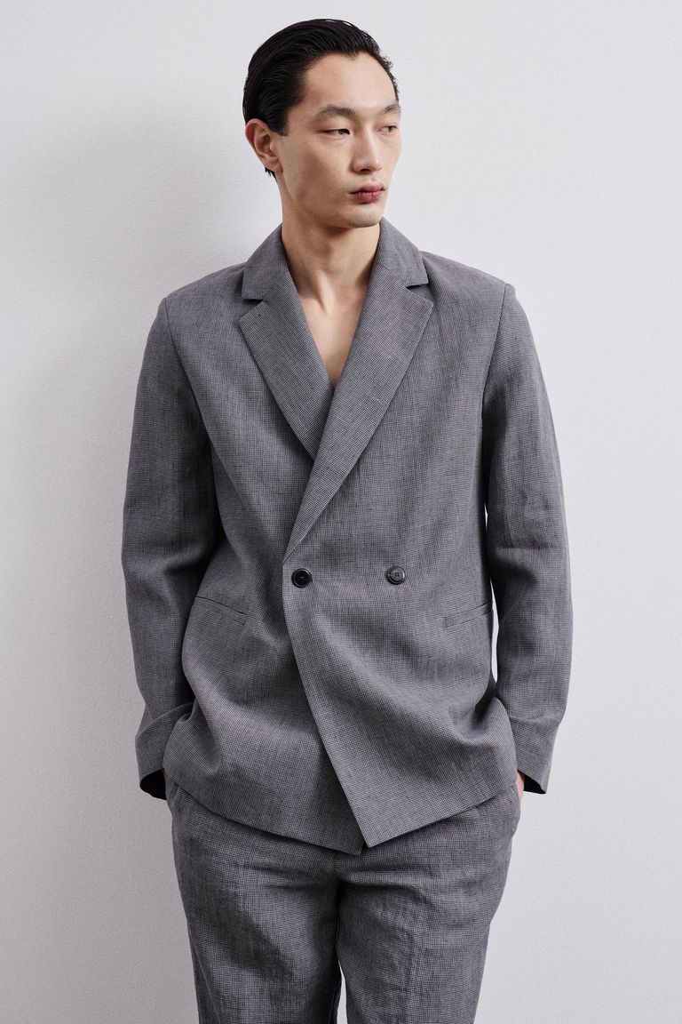 Veste en pied-de-poule de lin