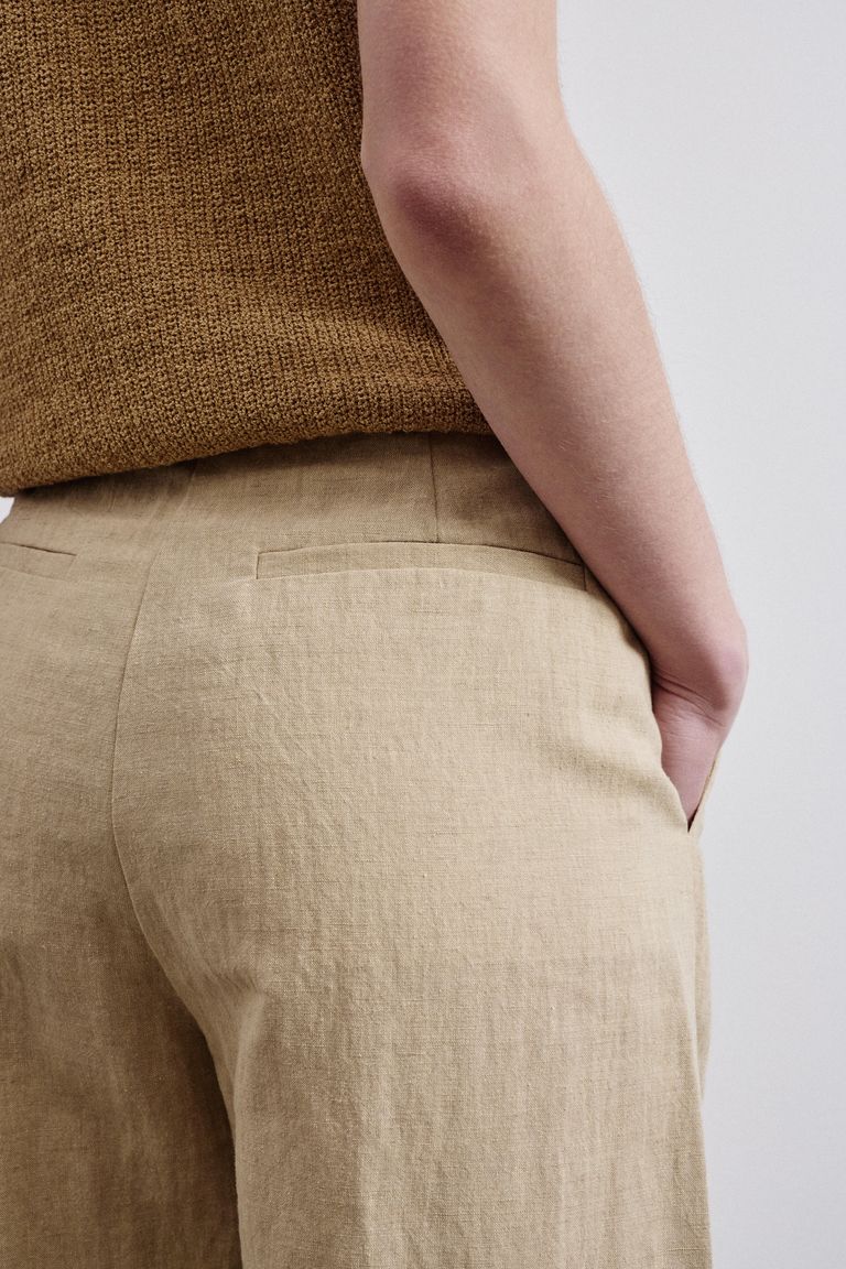 Pantalon en panama de coton et lin grain