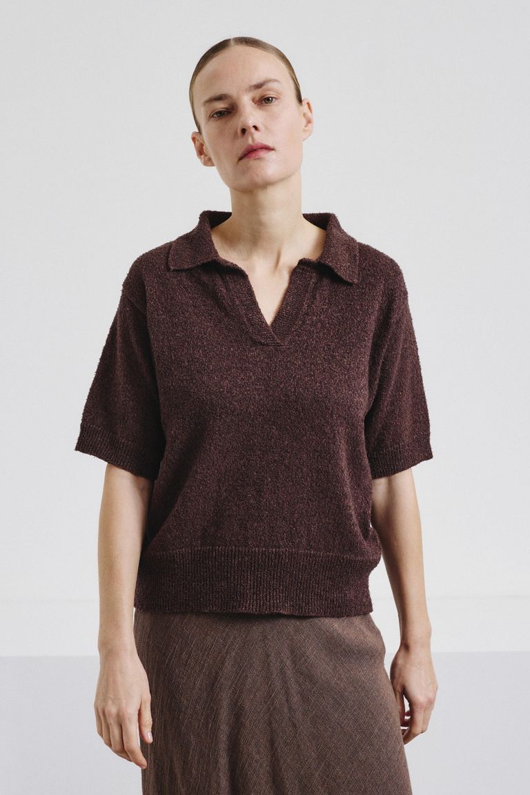 Linen and cotton knit polo