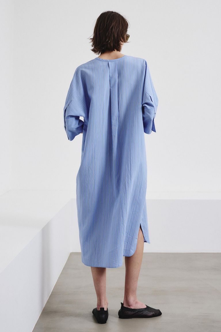 Striped viscose shirt dress