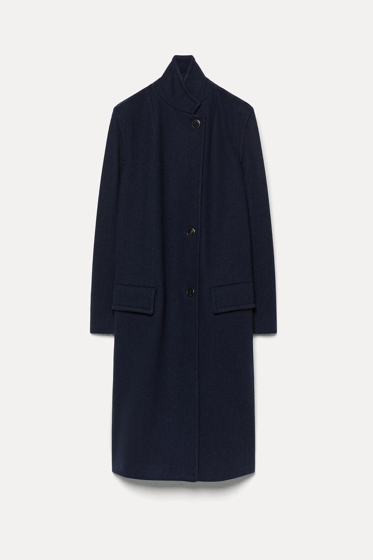 Wool and cashmere cloth coat dark blue