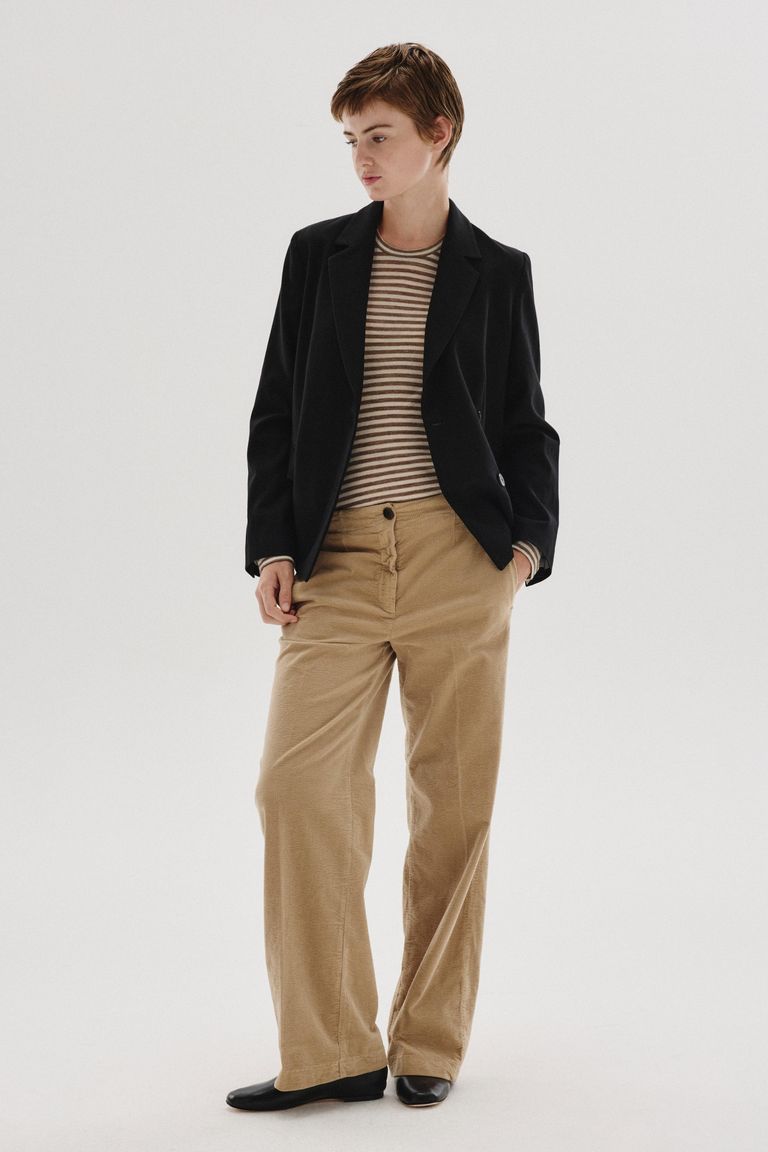 Veste en gabardine de laine et coton feutrée noir